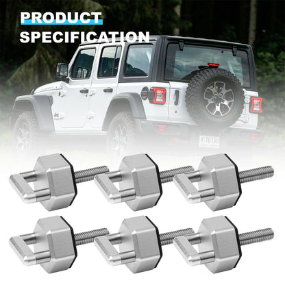 Silver  Hard Top Quick Removal Fastener Thumb Screw With D Rings Billet 6PCS