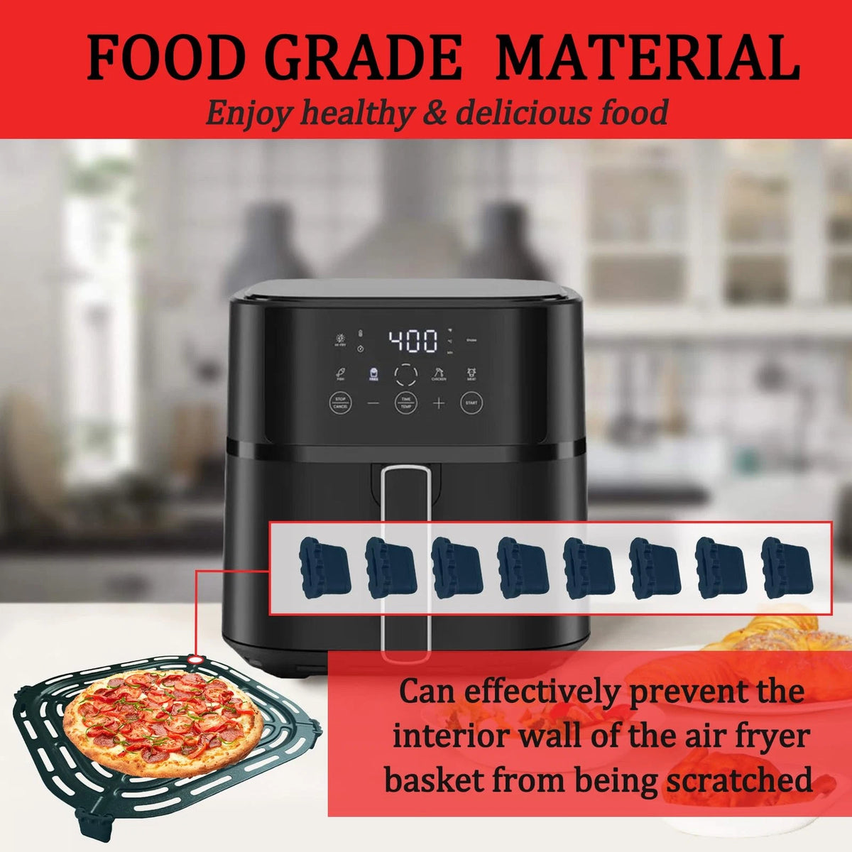GSZN Air Fryer Rubber Feet for Chefman 4QT For 6QT 9QT, Black