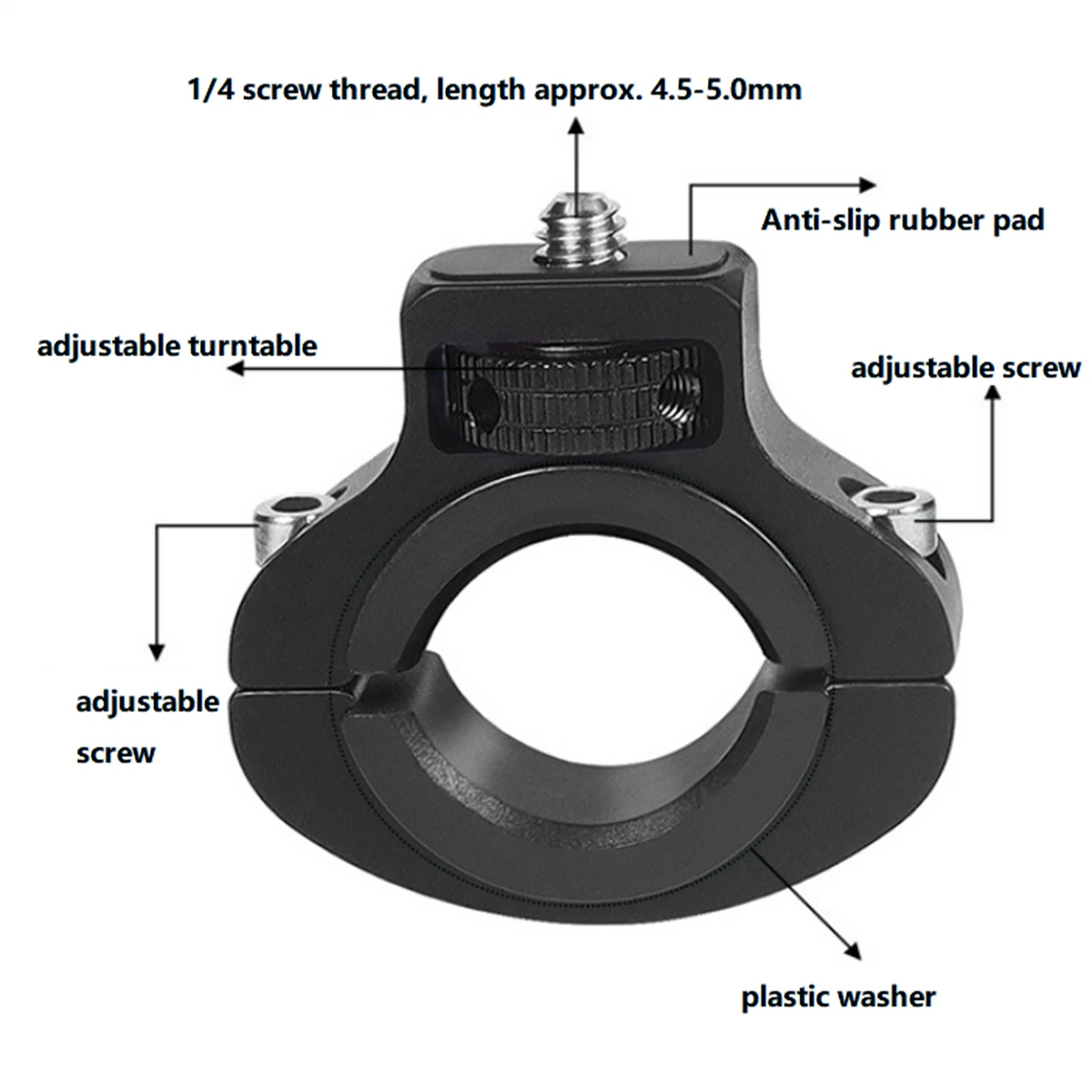 Black 1/4 Screw Bike Clip For Action Camera Mobile Phone Motorcycle Holder