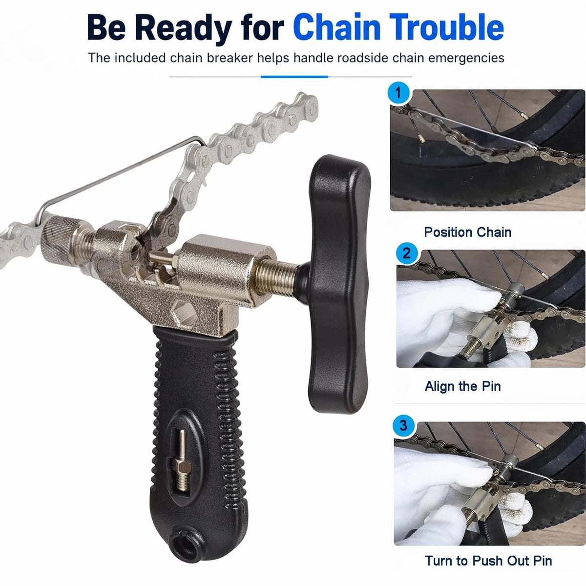 Bike Roadside Repair Kit with Mini Ratchet Tool, Chain Breaker and CO2...