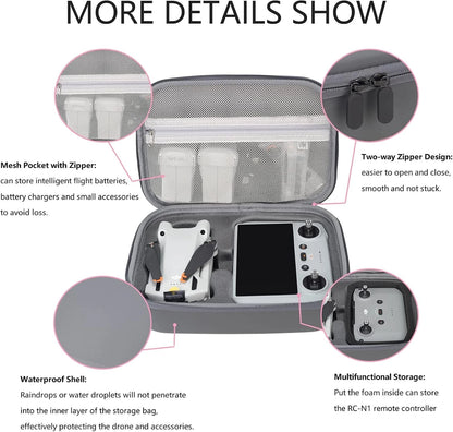 Storage Bag for Mini 3 Pro Drone Case Hard Shell Travel DJI 3 Pro-Grey