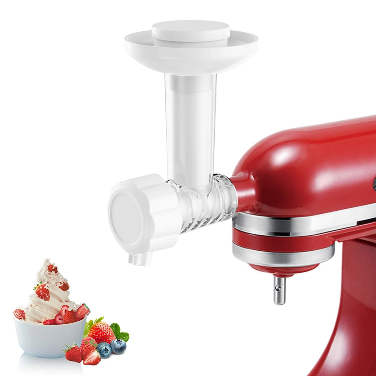 Ice Cream Maker Attachment for Frozen Fruit Soft Maker, White