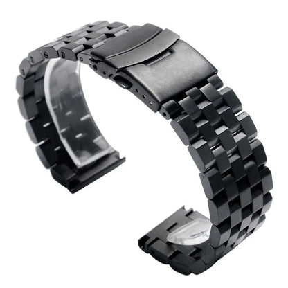 Black 22mm Width Watch Band Strap Bracelet Link Solid Watchband Replacement.