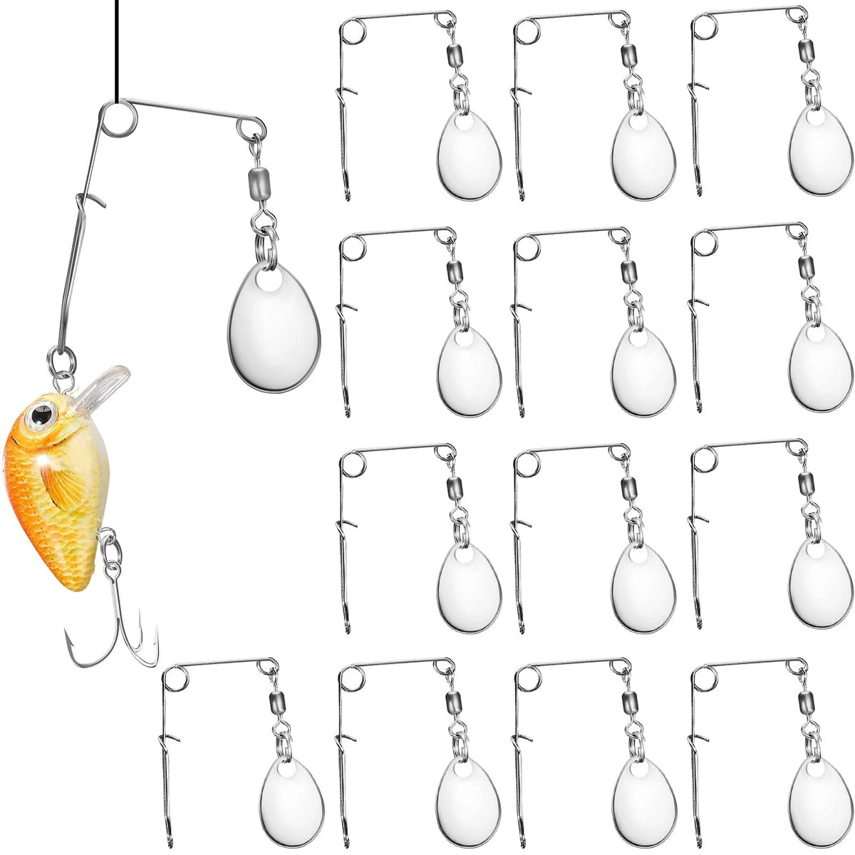 Sumind 40 Pieces Fishing Spinner Blades Bait Smooth Small, Silver