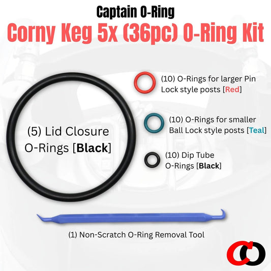 (5 Sets, 36 Piece) Color Coded Gasket Set for Cornelius O-Rings