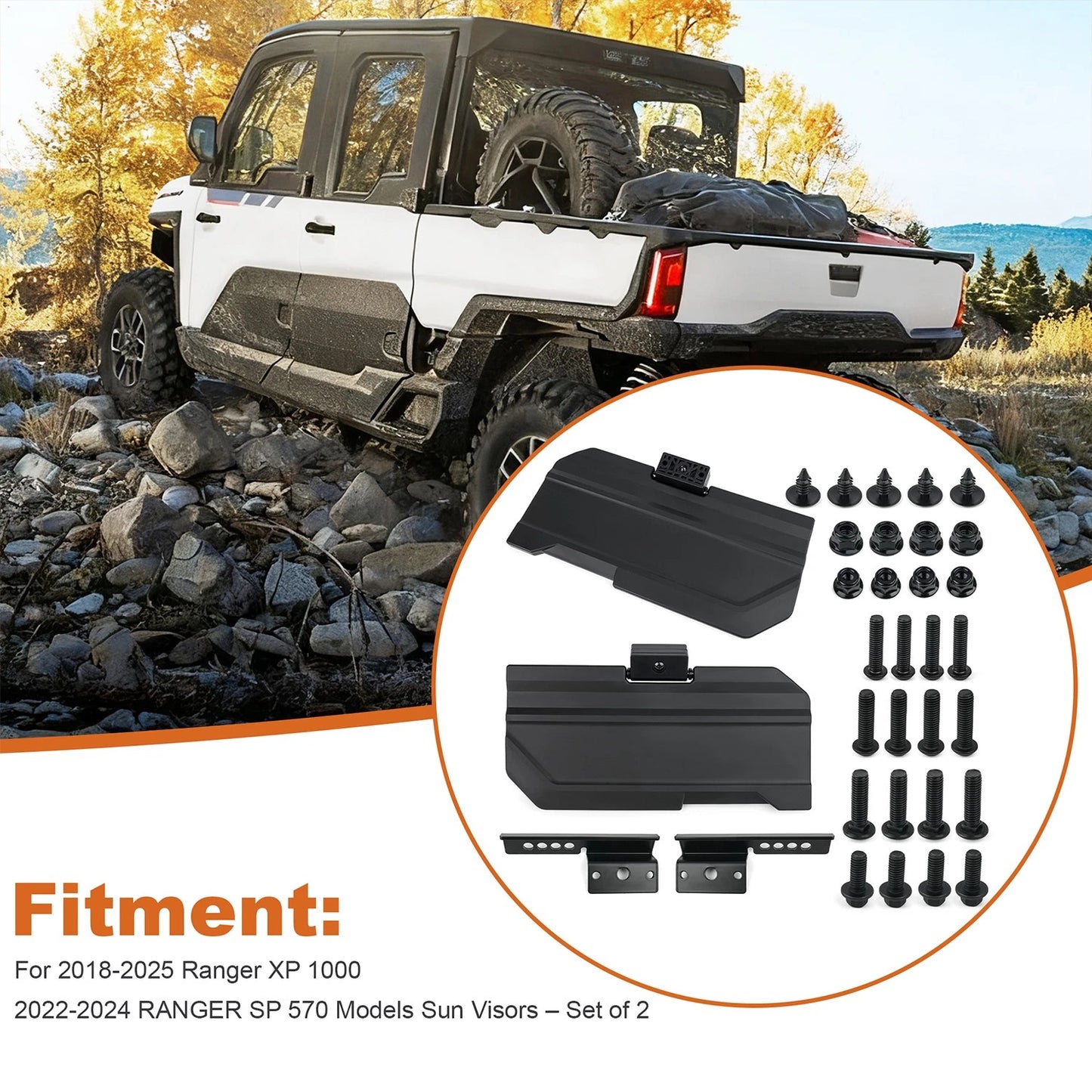Set of Sun Visors for 2018-2025 Ranger XP 1000 ,2022-2024 RANGER SP 570 -2890288