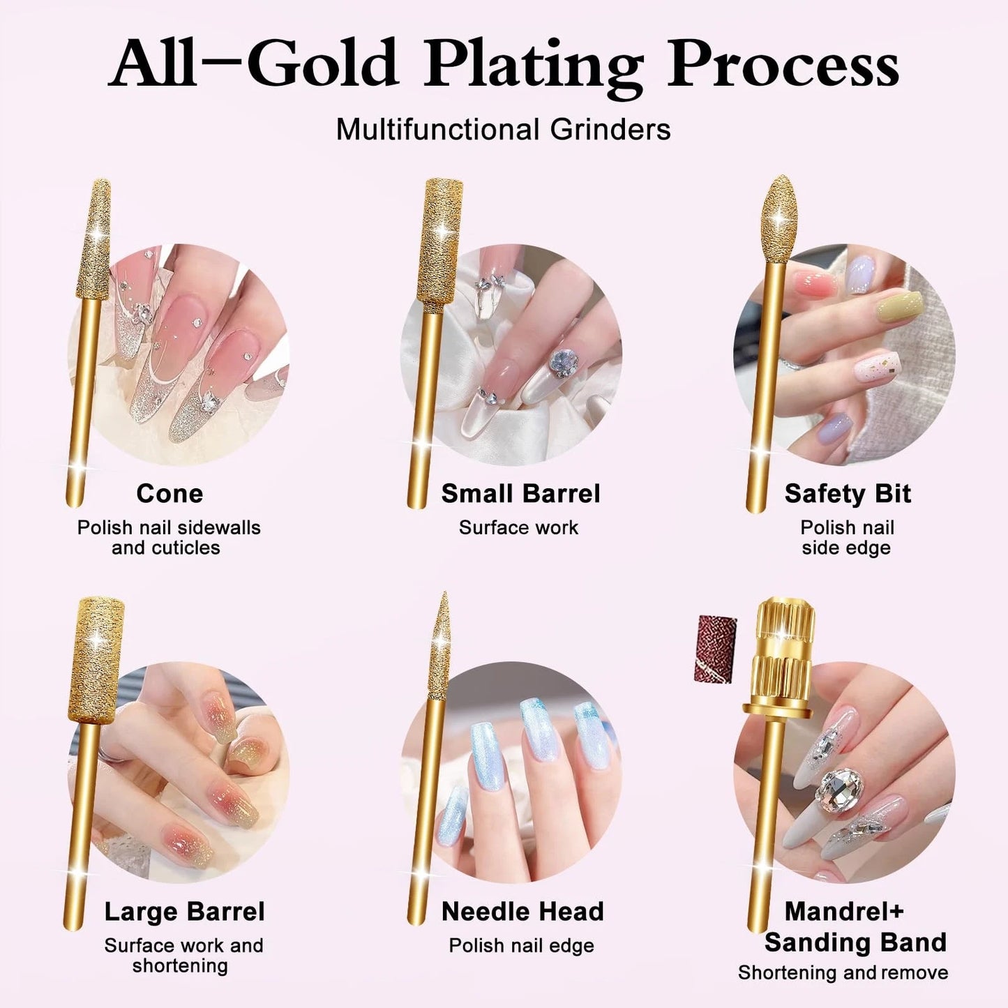 Alety Electric Nail Drill Kit - Portable File for Acrylic Gel Nails, Gold