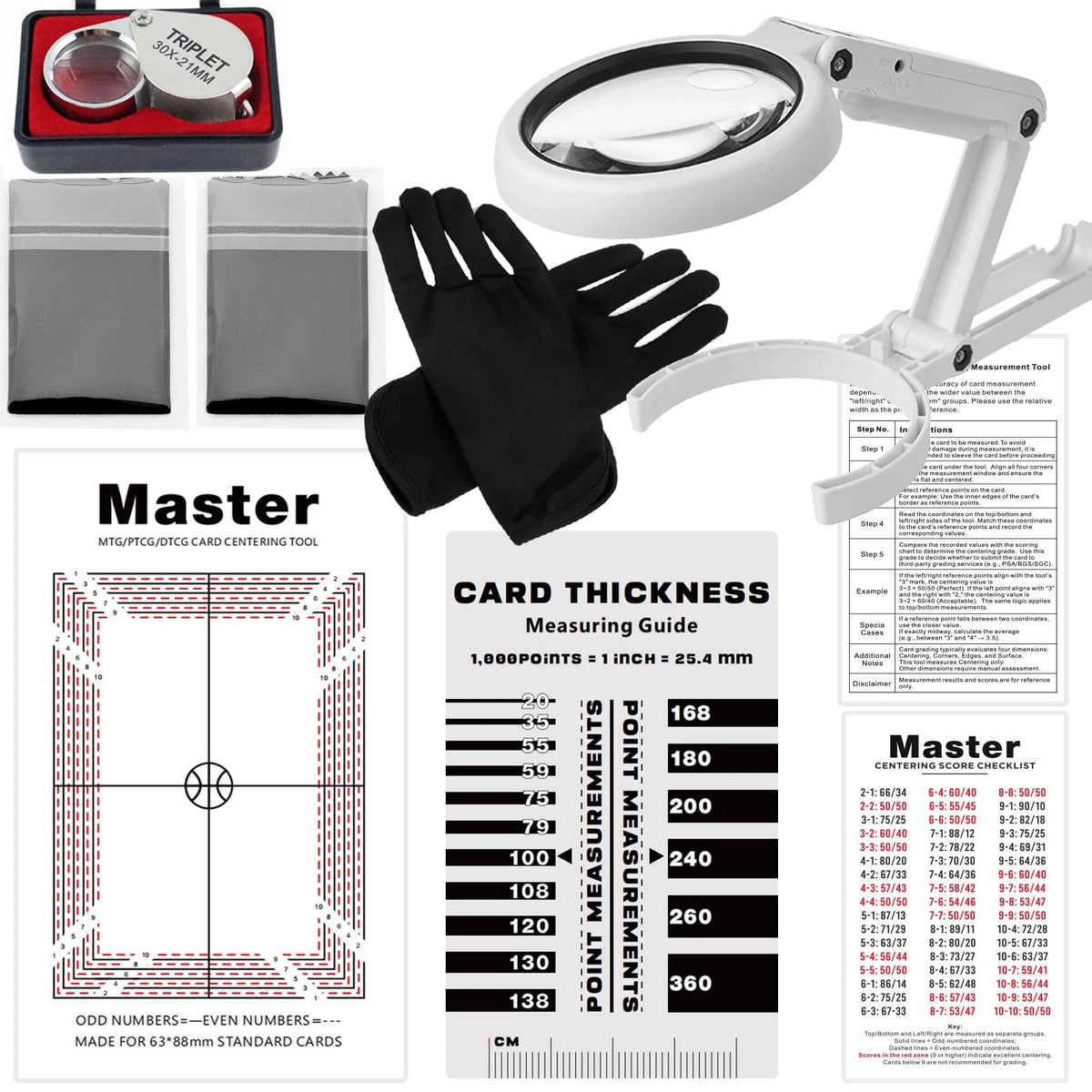 2025 Sports Cards Grading Kit - PSA/BGS Centering Tool with LED Magnifier,...