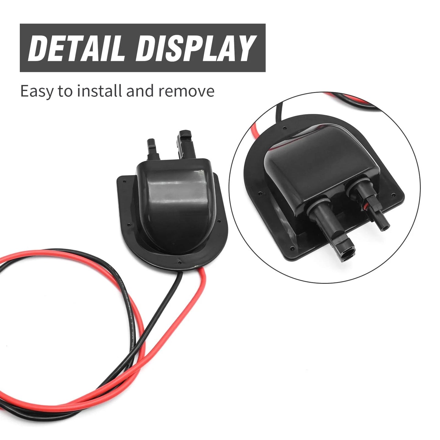 EATAKWARD Weatherproof Solar Entry Housing with 10AWG 10FT, Black+red