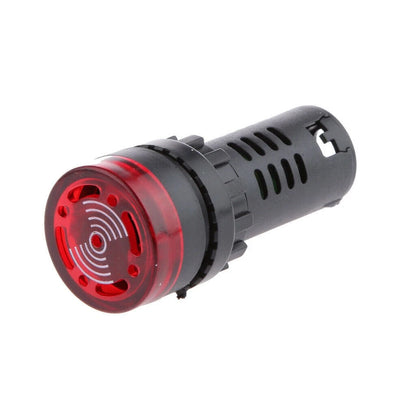 2Pcs 22mm/ 0.9inch Red LED Buzzer Alarm Signal Indicator Flash Light Panel Mount