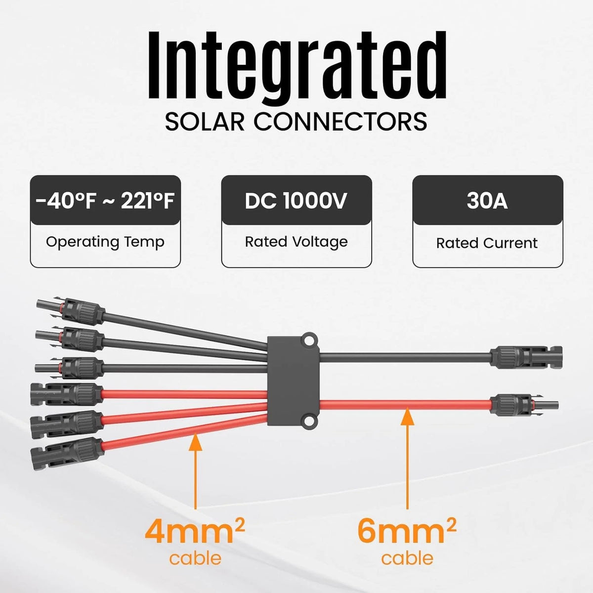 Solar Panel Connector 6 to 2 Y Branch Connectors PV 6 2, 1 Pack