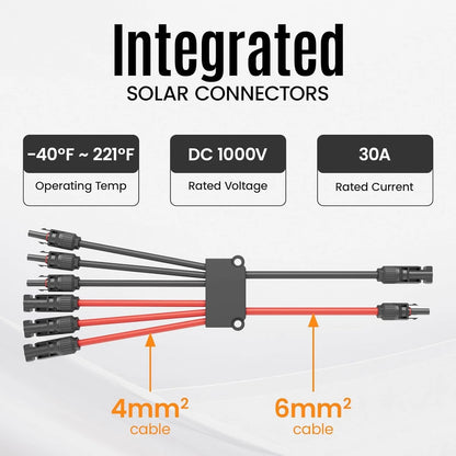 Solar Panel Connector 6 to 2 Y Branch Connectors PV 6 2, 1 Pack