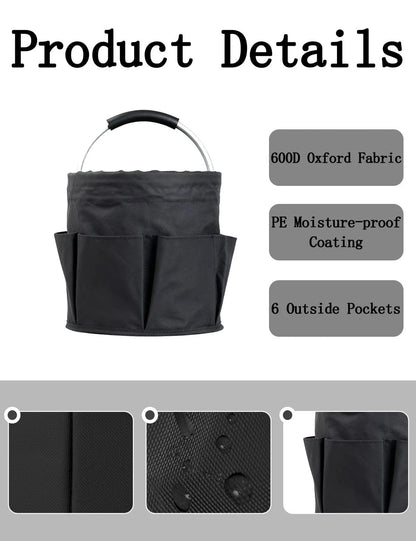 CIHTL Cleaning Caddy with Handle, for Supplies Organizer Bucket Black
