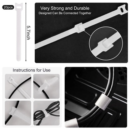 AOOTOOSPORT 137PCS Cable Management Kit 4 Sleeve Split 5 inches, White