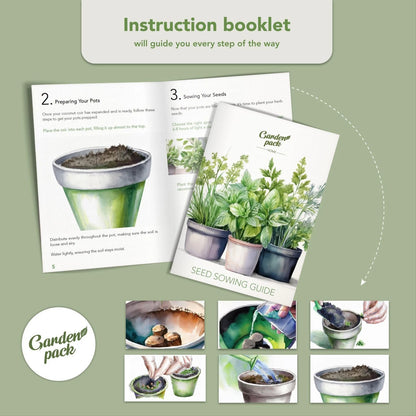 Garden Pack 10 Herb Indoor Window - Includes Pots, Trays, Green