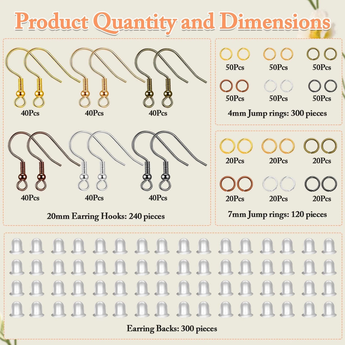 Cridoz 960PCS Earrings Making Supplies Kit with 240PCS Earring Multicolors