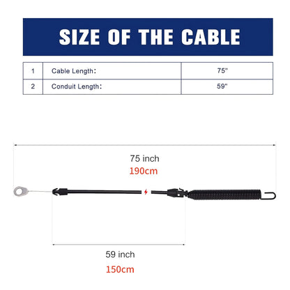 Deck Engagement Clutch Cable 190cm Cut For Craftsman Husqvarna 532435111