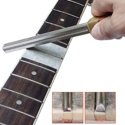 4-Gauge Slot Guitar Fret Crowning File Tool With 2 Neck Protection Sheets A