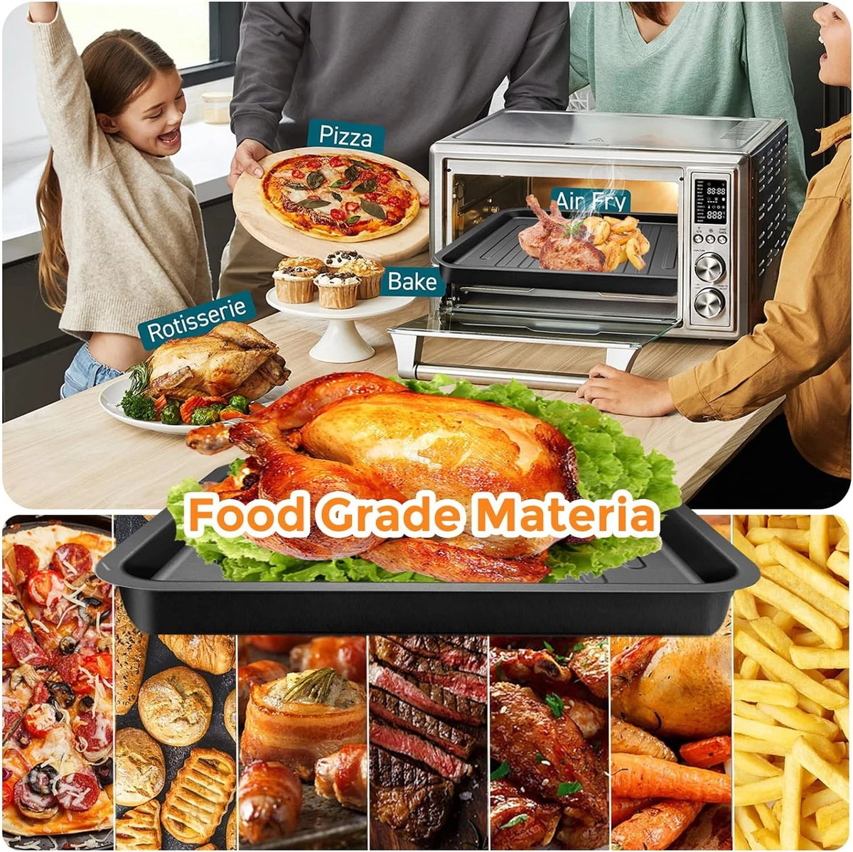 Air Fryer Toaster Oven Accessories for COSORI 12 in 1 14 x 12 inches, Black