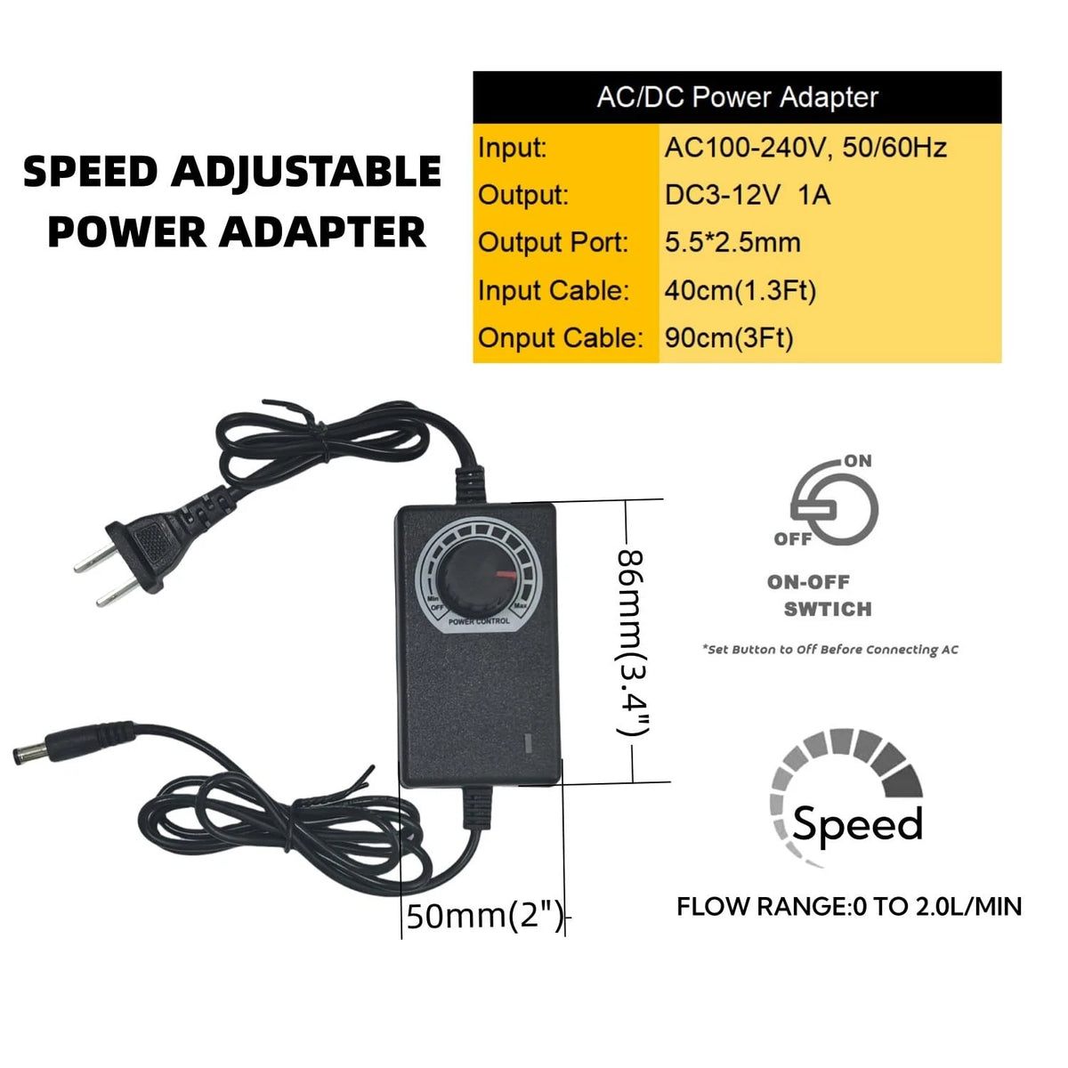 Food Grade Electric Water Transfer Pump, 110V Adjustable Flow Black and Clear