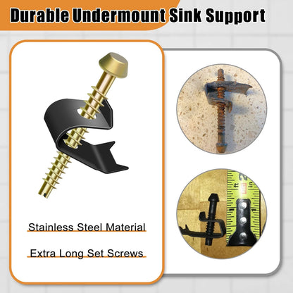 Dreyoo 14 Pack Sink Clips Kit, Undermount Compatible with Gold