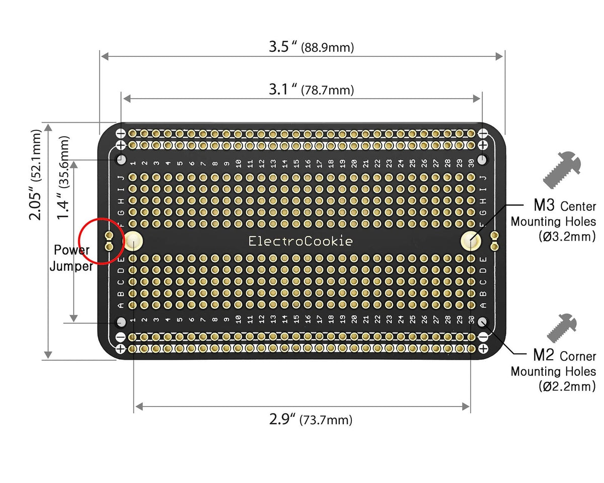 ElectroCookie Prototype PCB Solderable Breadboard for Electronics 2.Black