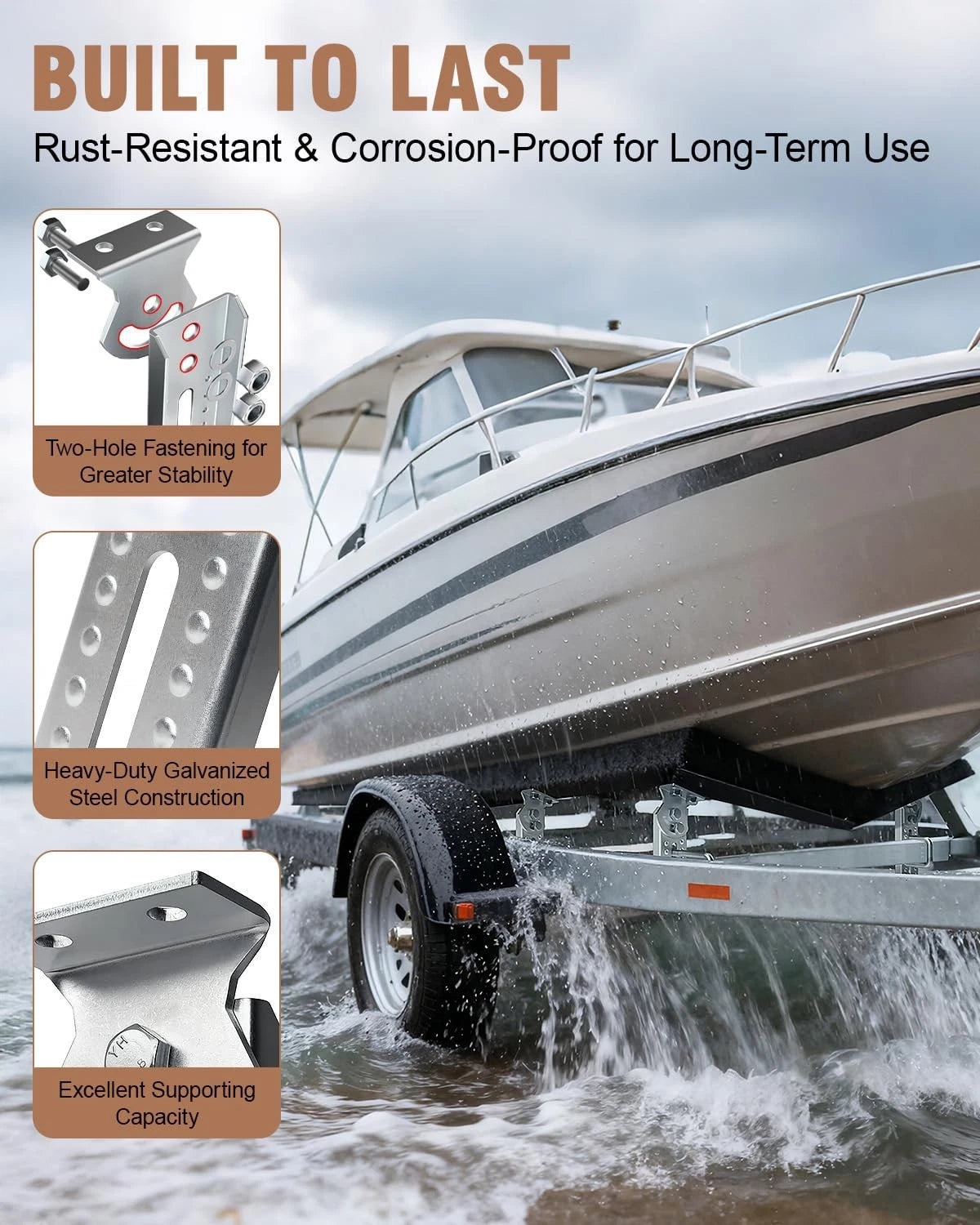 Toplamper Upgraded Boat Trailer Bunk Brackets Galvanized Bunks Bracket for...