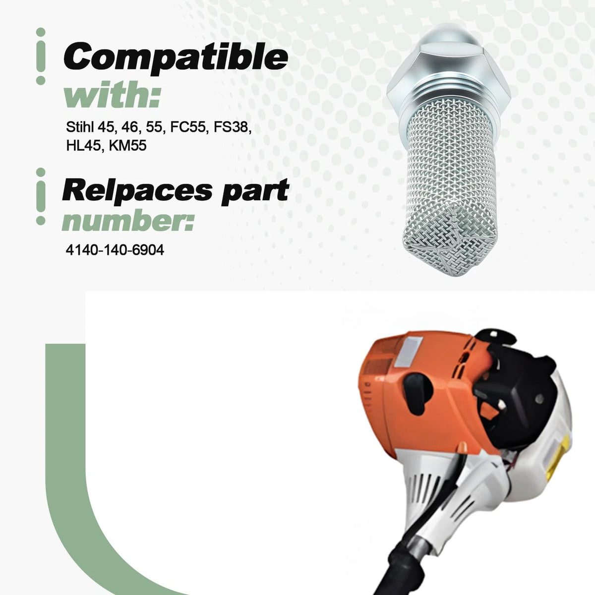 Muffler Stub Spark Arrestor Compatible with Stihl 45 46 55 FC55 FS38 Silver
