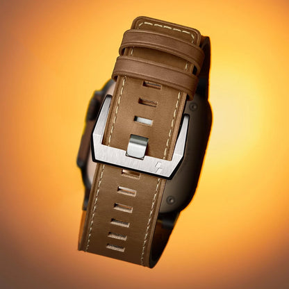 Suitisbest Leather 49mm 46mm 45mm 44mm 42mm(Series 3), Titanium/Retro Brown
