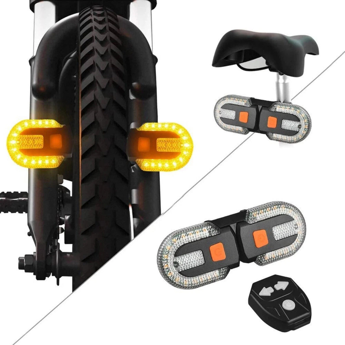 Rechargeable Bike Tail Light Kit Remote Control Turn Signals 5 Lighting Modes