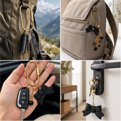 DiaWiew Carabiner Charm Making Kit DIY Keychain Gold Brass Medium, Black
