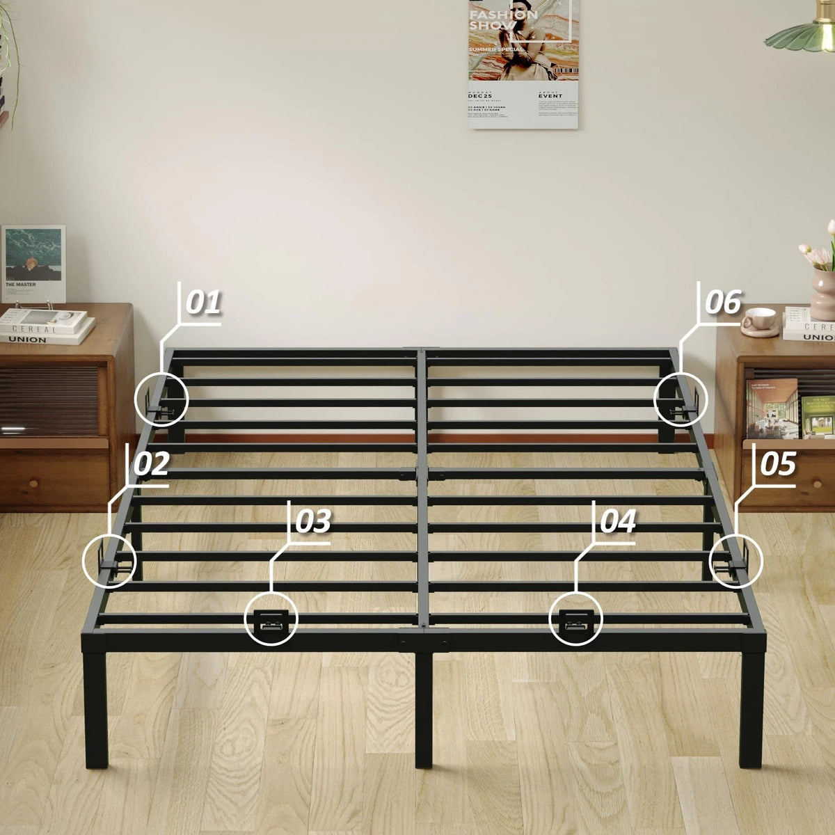 6-Pack Non-Slip Mattress Grippers for Metal Full, Twin, Queen, King, Black