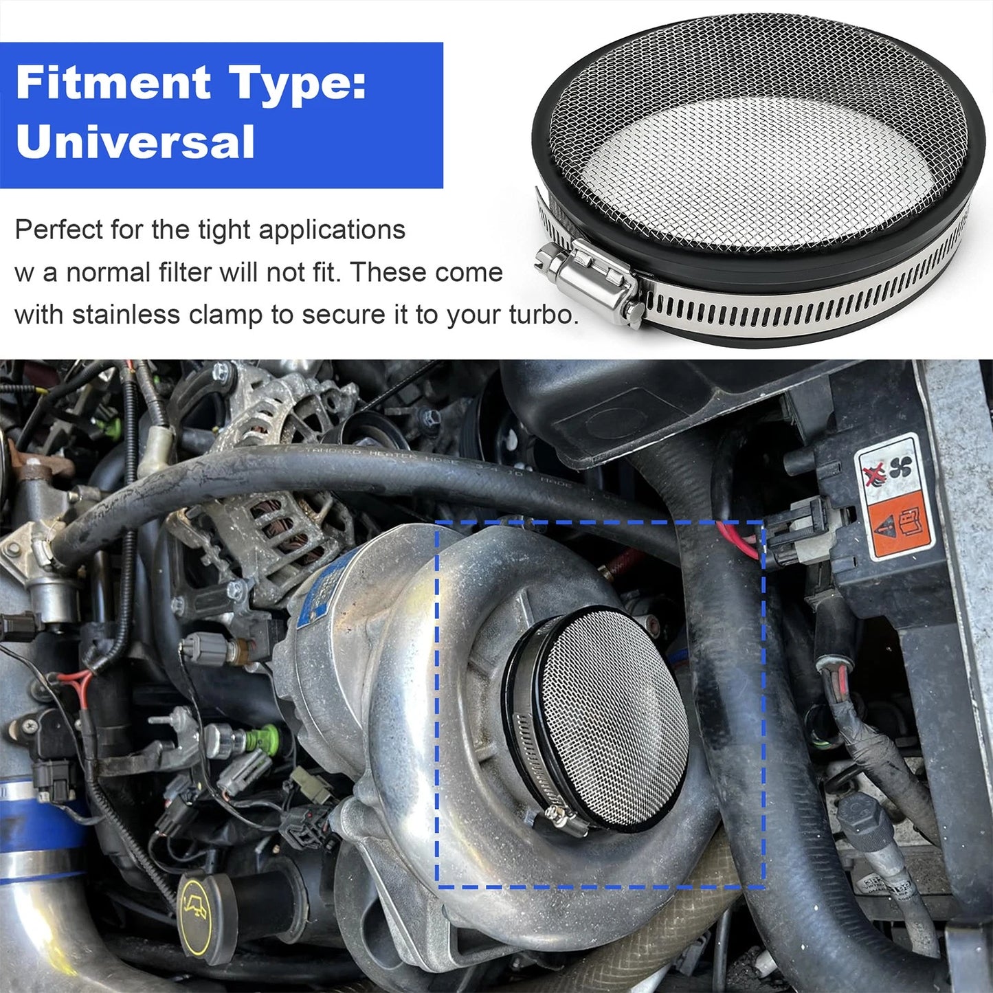 Turbo Inlet Grill Protector Guard Turbocharge Screen Mesh Air Inlet Filter 4"