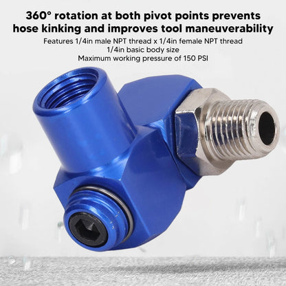 1/4" Inch NPT 360° Swivel Air Hose Connector Pressure Adapter Pneumatic Tool
