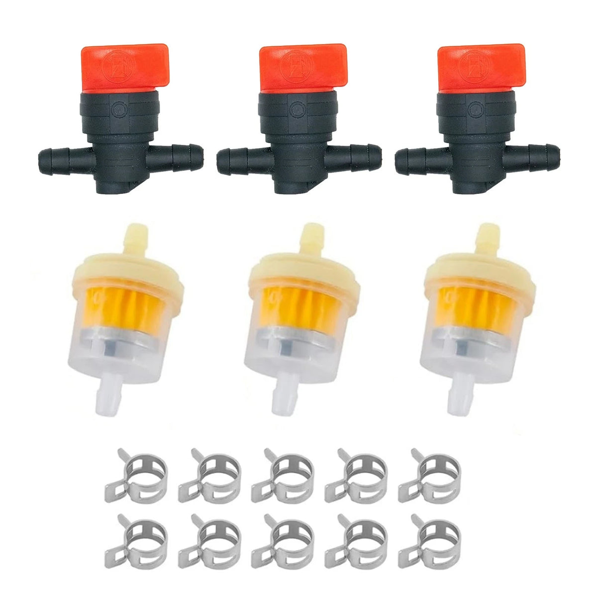 3-Pack Fuel Filter Replacement Kit 494768 698183 With Valves And Fuel Clamps