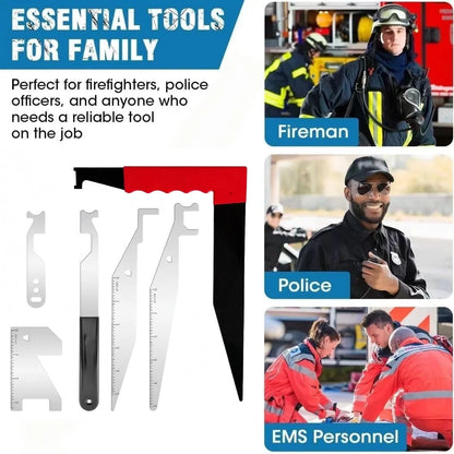 6-Piece Professional Firefighting Multi-Tool Kit, Heavy-Duty Emergency Black
