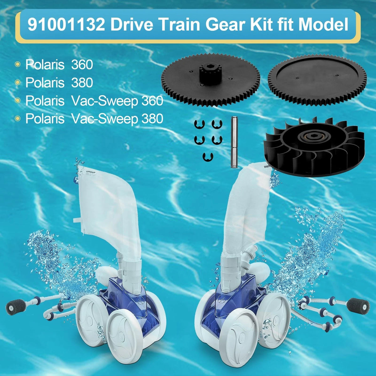 9-100-1132 Drive Train Gear Kit with Turbine Bearing for Polaris 360/380 Black