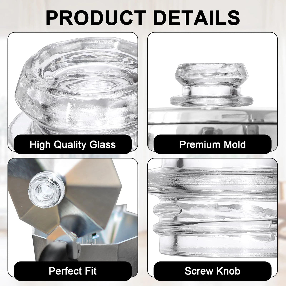 Hoowen 2 Pack Coffee Percolator Glass Top Replacement, Clear Small,