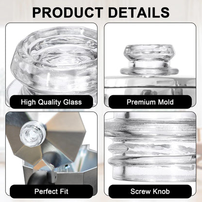Hoowen 2 Pack Coffee Percolator Glass Top Replacement, Clear Small,