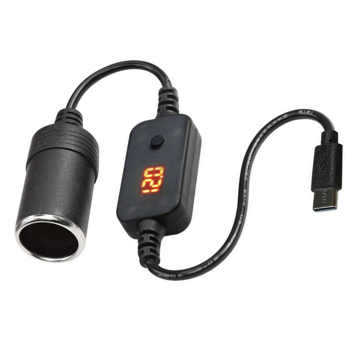 1PCS USB C to 12V Car Cigarette Lighter Adapter Converter Cable for Solar Panel