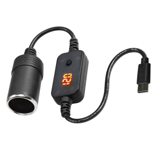 1PCS USB C to 12V Car Cigarette Lighter Adapter Converter Cable for Solar Panel