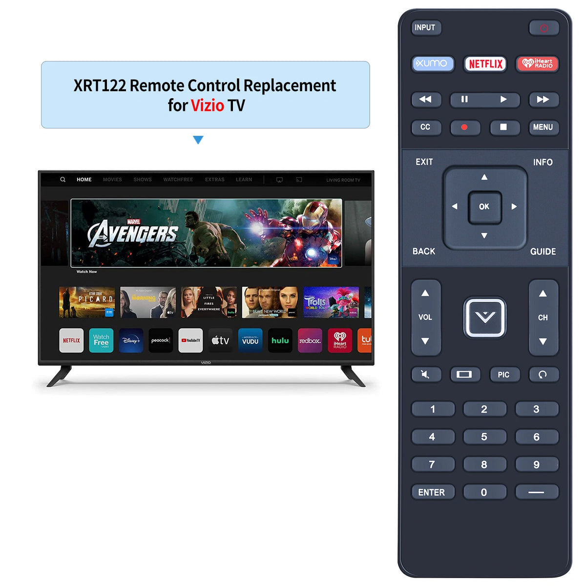 XRT122 Remote Control For Vizio Smart TV D32-D1 D32H-D1 D32X-D1 D39H-D0 D40-D1
