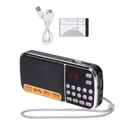 Portable Radio AM FM Digital Screen uses a rechargeable BL-5C lithium battery
