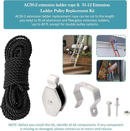Werner Aluminum & Fiberglass Extension Ladder Rope & Pulley Kit - Color