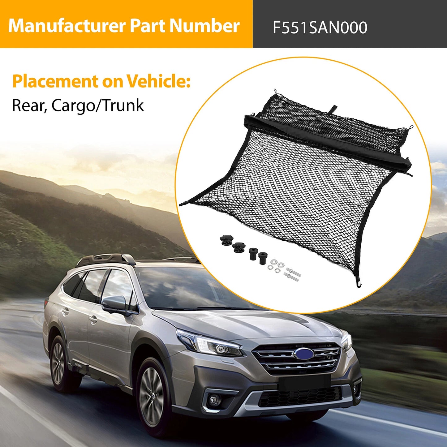 Rear Compartment Cargo Net Black Mesh F551SAN000 For 2020-2025 Subaru Outback
