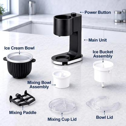 Ice Cream Maker & Shaved Machine, 2-in-1 Slushie Machine General, Black