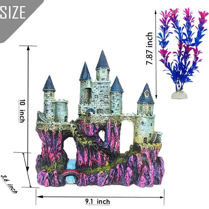 MUYG Aquarium Castle Decor, Resin for Fish 9.1 x 3.6 x 10 inch, 【blue】