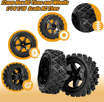 RC Station 12mm Hex Wheels and Tires 1/12 1/14 1/16 1/18 Off Road...