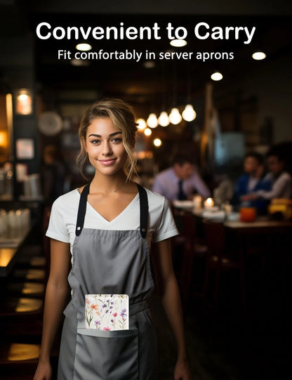 Zreal Cute Server Book for Waitress, Waiter with Watercolor Floral