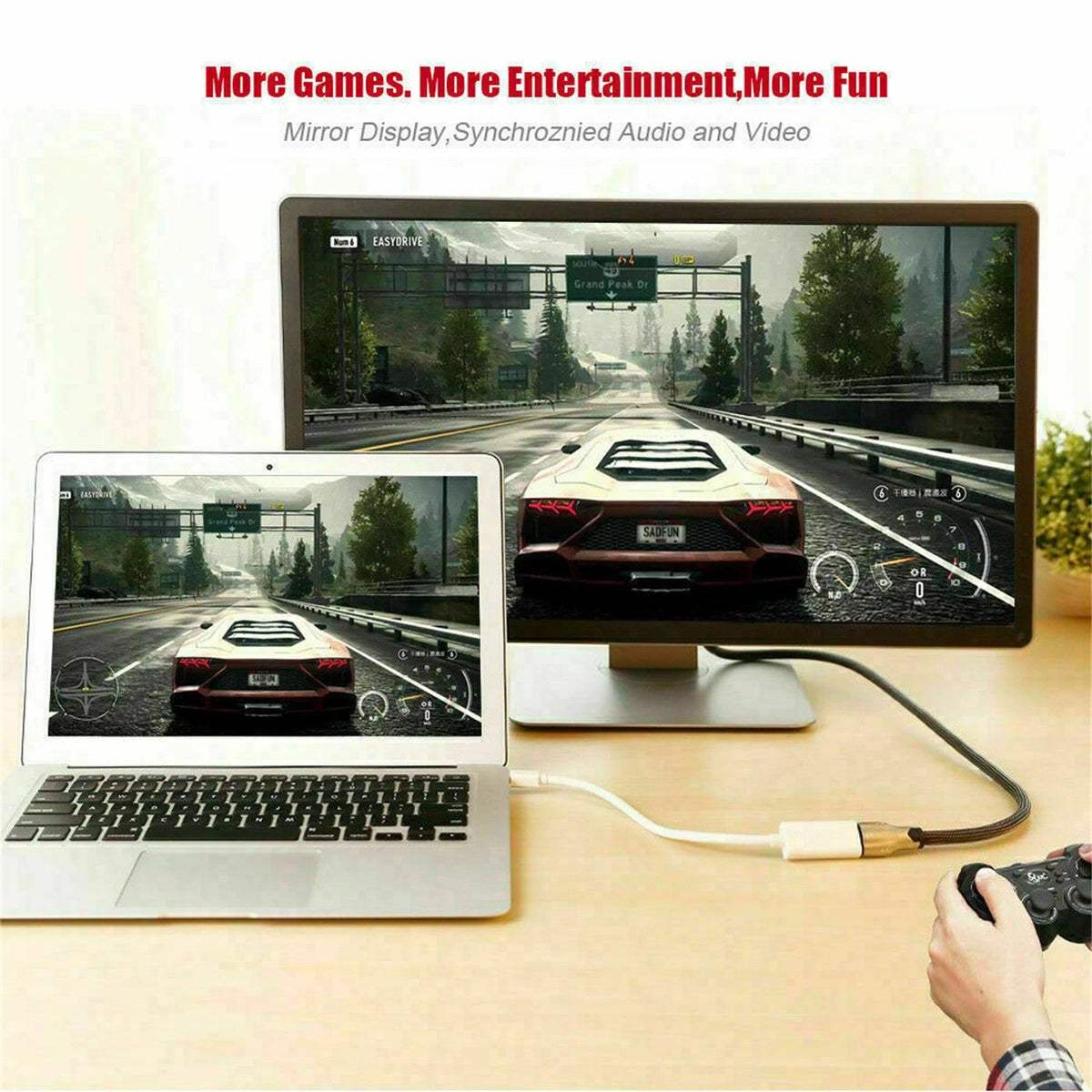 2Pcs Mini DP Thunderbolt To HDMI Cable Converter 4K For MacBook Surface Mac iMac